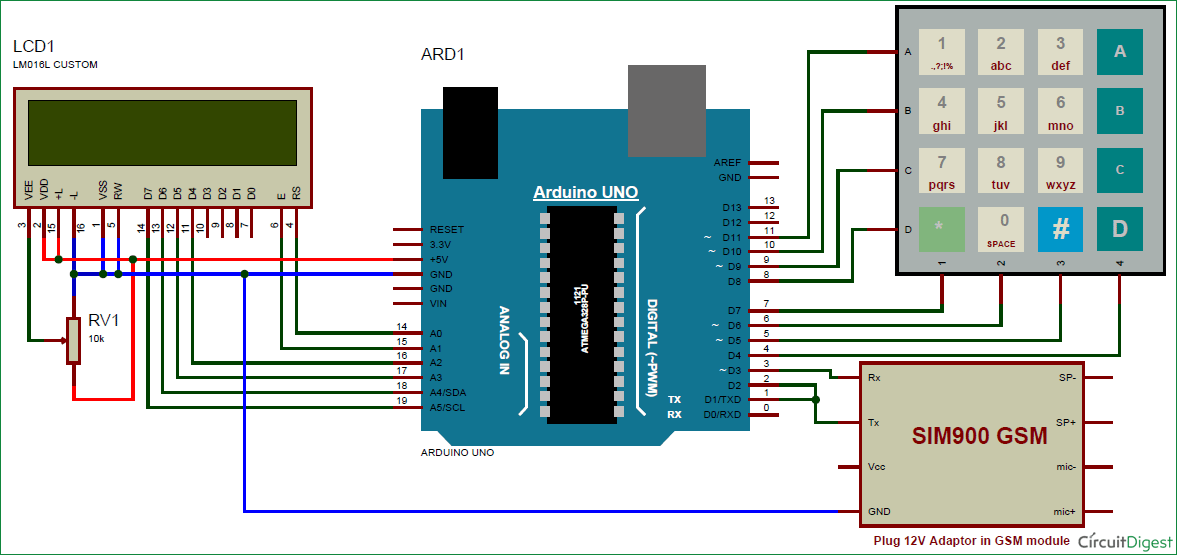 send data to webserver using GPRS GSM and arduino circuit diagram
