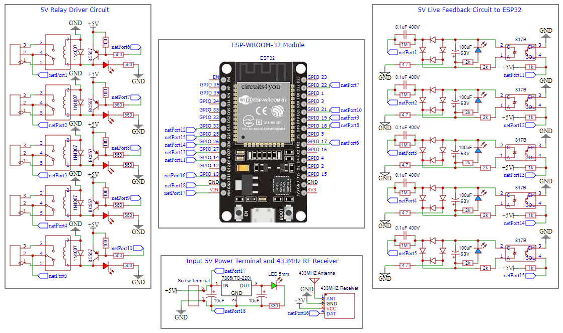 ESP32 Home Automation Circuit Diargam