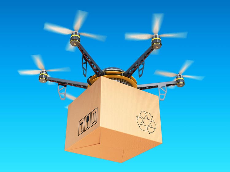 drone delivering a package