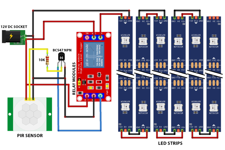 Circuit Diagram of the PIR Motion Sensor Light