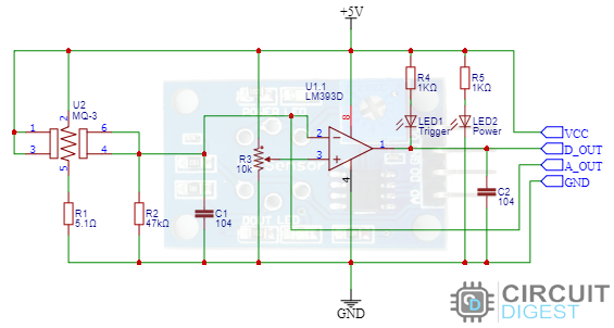 MQ3 Alcohol Sensor Circuit Diagram