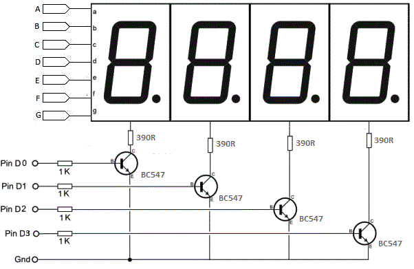 logicworks 7 segment display