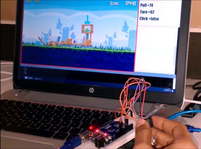 Arduino based Angry bird game controller using flex sensor