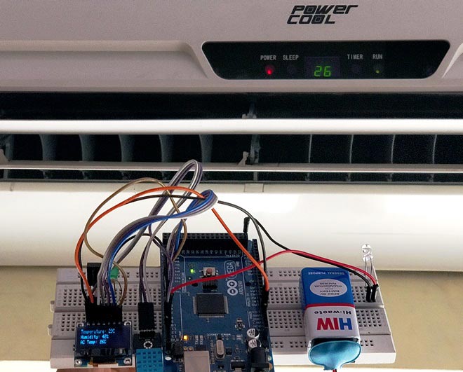 Automatic AC Temperature Controller using arduino DHT11 and ir blaster
