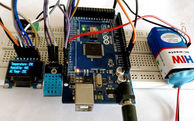 Automatic AC Temperature Controller using arduino with OLED display