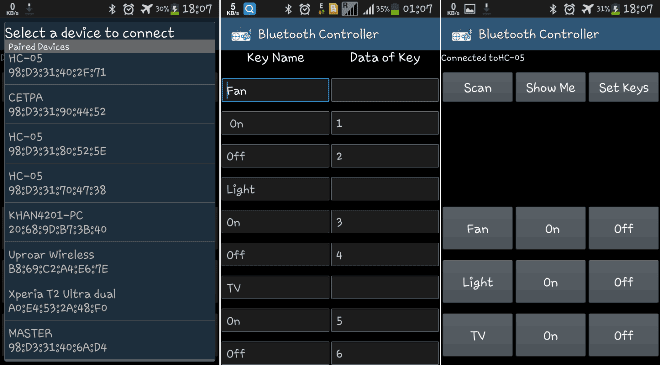 Bluetooth controller app for home automation