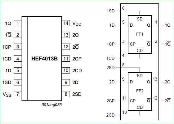 Микросхема tc4013bp схема включения