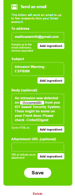 ESP8266 Sending Email configuration