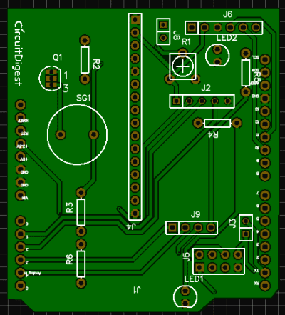 Earthquake detector arduino shield PCB photoview