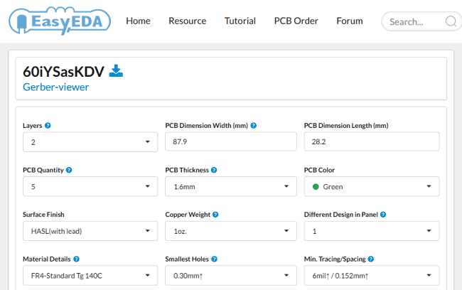 EasyEDA-PCB-order-page