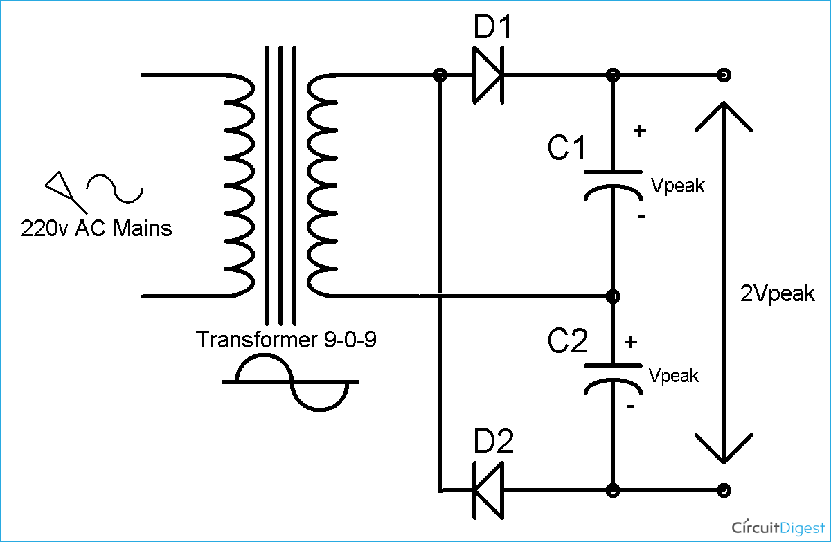 Full Wave Voltage Doubler Circuit Diagram