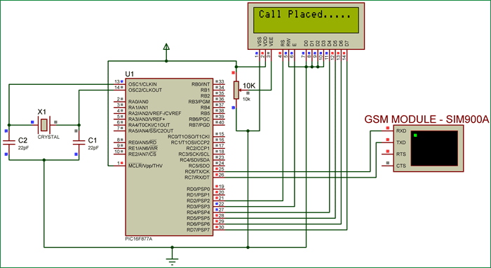 GSM interfacing with PIC microcontroller simulation