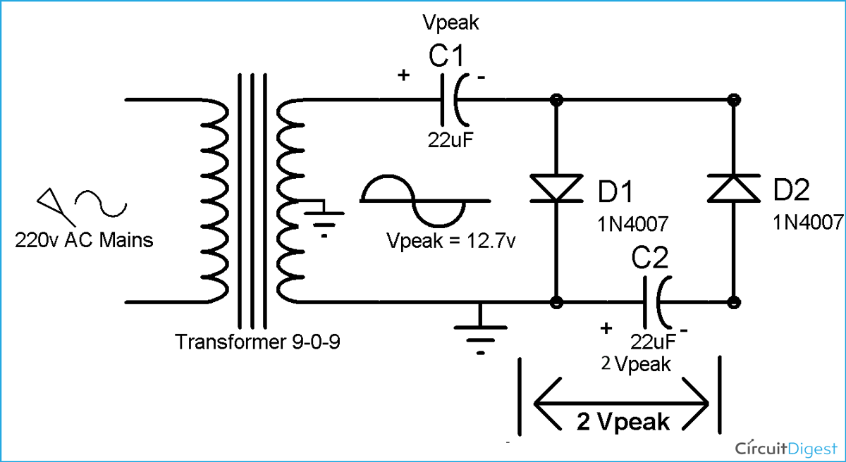 Half Wave Voltage Doubler Circuit Diagram