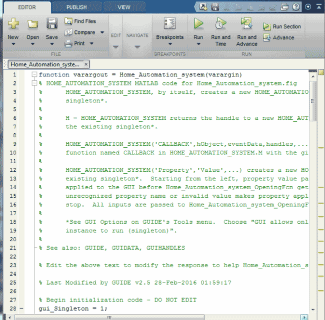 Matlab m file home automation