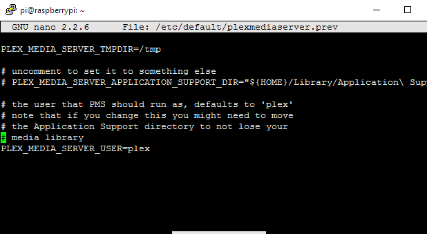 Raspberry pi plex-server changing plex user to pi
