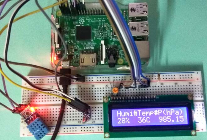 output sensor pressure Raspberry Humidity Weather Monitoring Station: Pi