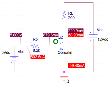 Simulation of BJT as Switch