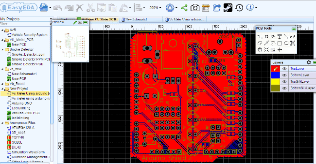 VU-Meter-Arduino-shield-PCB-layout-EasyEDA