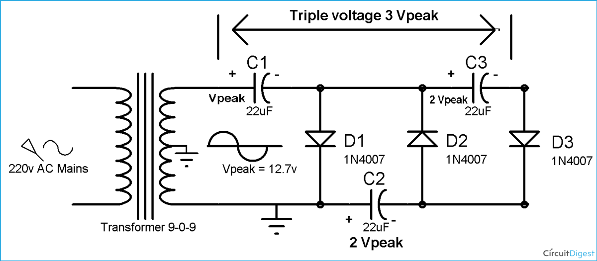 Voltage Tripler Circuit Diagram