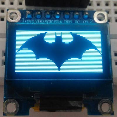 batman logo on Monochrome 7 pin SSD1306 0.96-OLED display