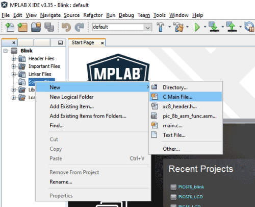 creating-new-pic-project-in-MPLABX-add-Cfile