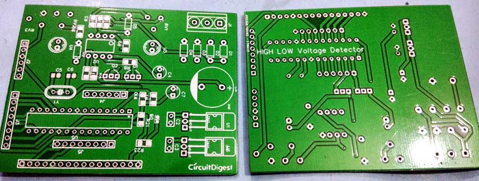 high low voltage detector using LM358 PIC microcontroller PCBs