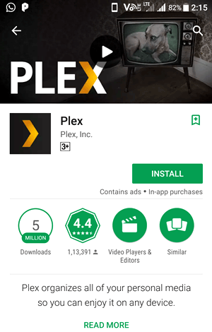 installing plex client in android phone