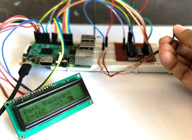 interfacing flex sensor with raspberry pi and showing values on LCD