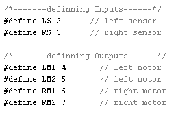 Line follower robot store coding