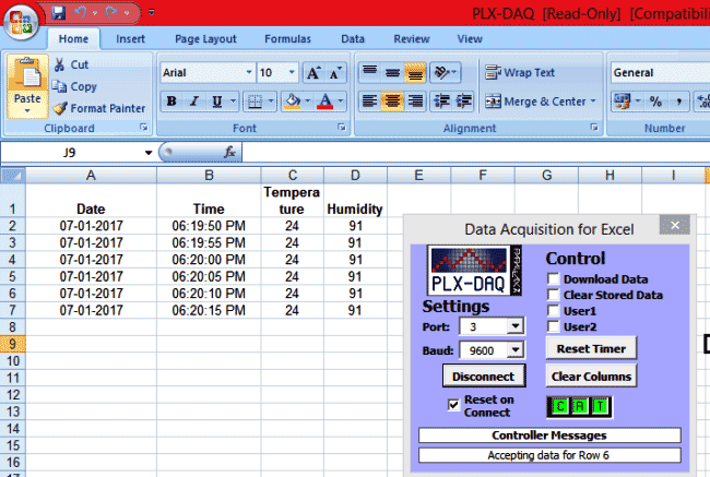 Rs232 data logger usb