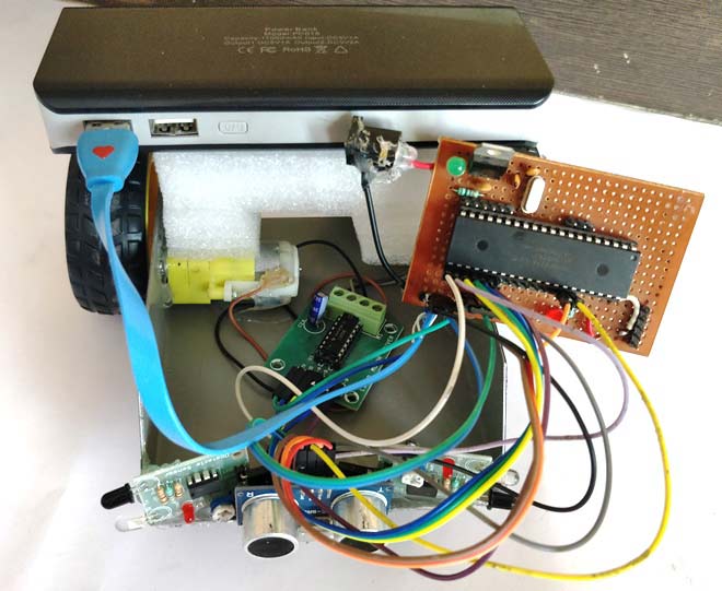 obstacle avoider robot using-pic and ultrasonic and IR sensor
