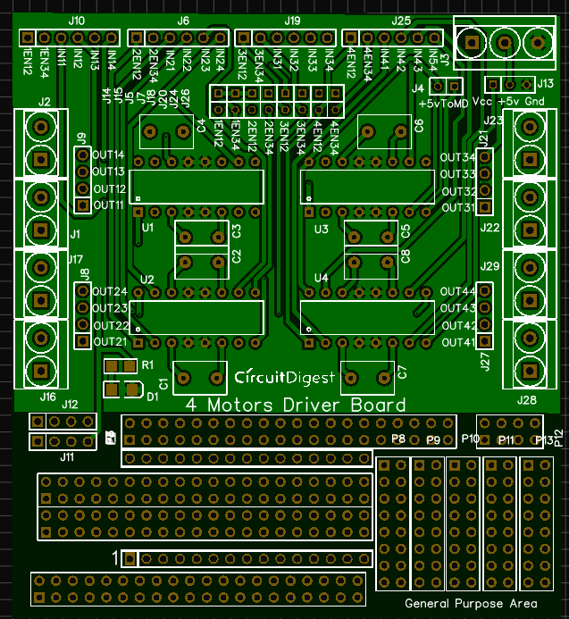 photo view of motor driver circuit pcb