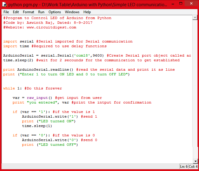 python arduino serial windows