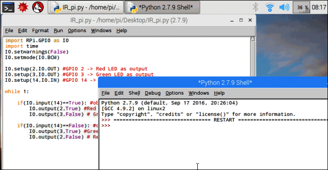 running python program in raspberry pi using python IDE 