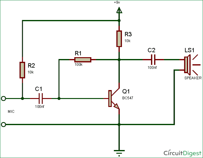 pre amp transistor circuit diagram