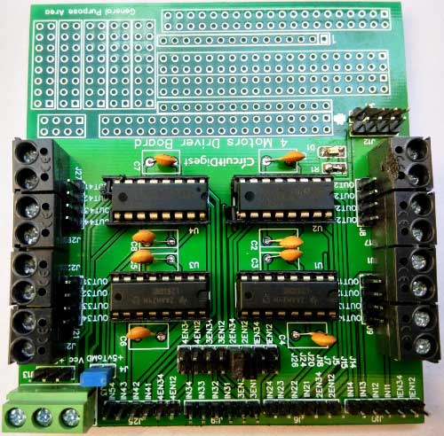 soldered PCB for 8 channel motor driver module circuit