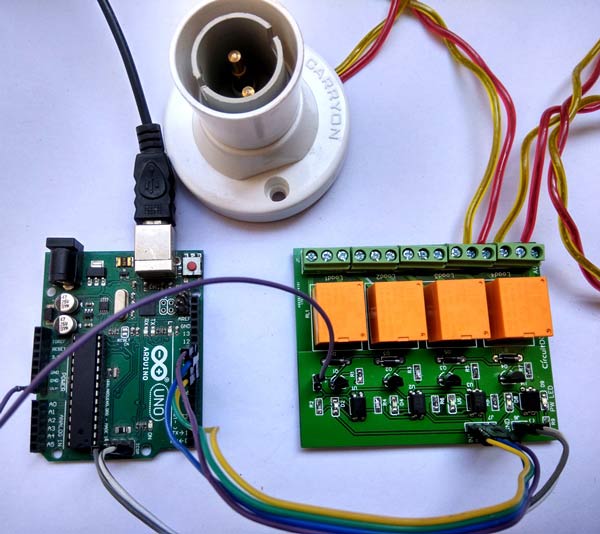 soldering components on 4 channel relay driver module PCB