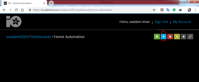 Add Block to Adafruit IO Dashboard for IOT Home Automation