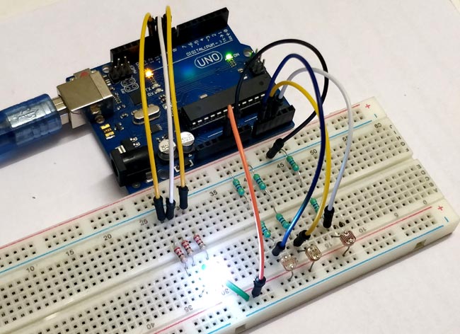 Arduino Color Mixing Lamp in action using RGB and LDR