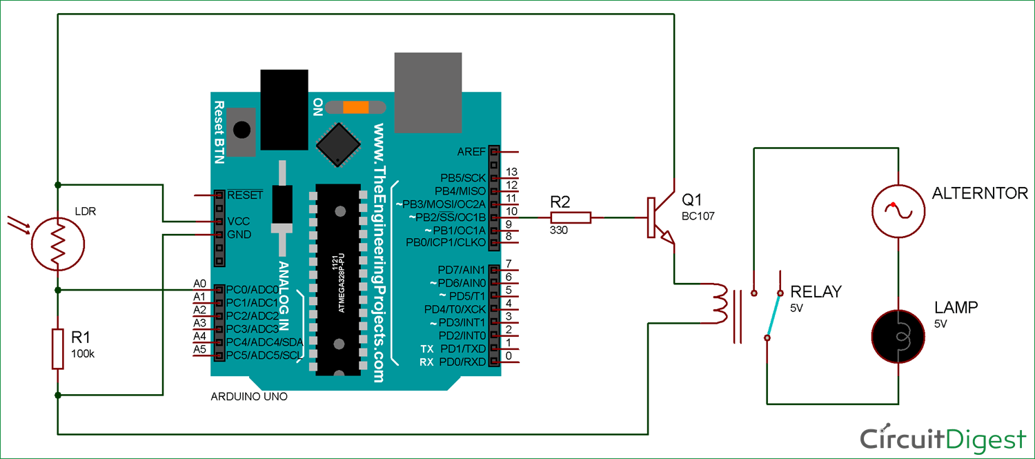 Arduino Light Sensor Circuit using LDR