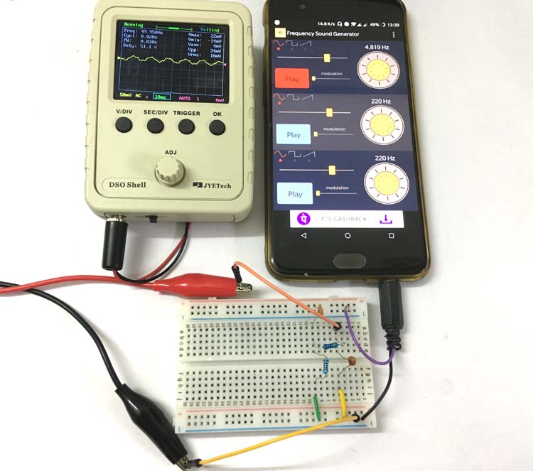 Circuito del filtro passa banda in azione