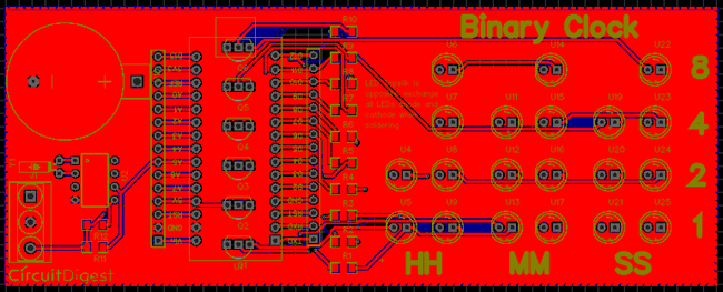 Binary Clock PCB design using EasyEDA