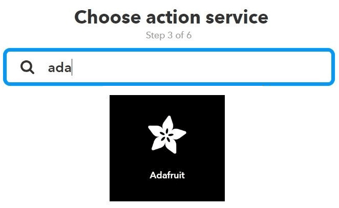 Choose Action Service as Adafruit