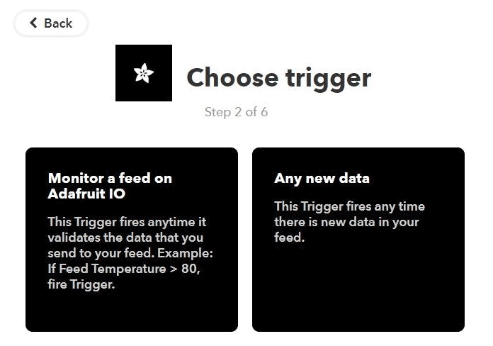 Choose trigger on your IFTT server