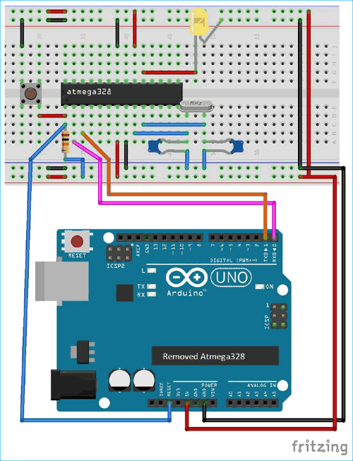 How to run an Arduino ATmega328P on a Breadboard and How to Program it  using a USB to Serial Adapter 