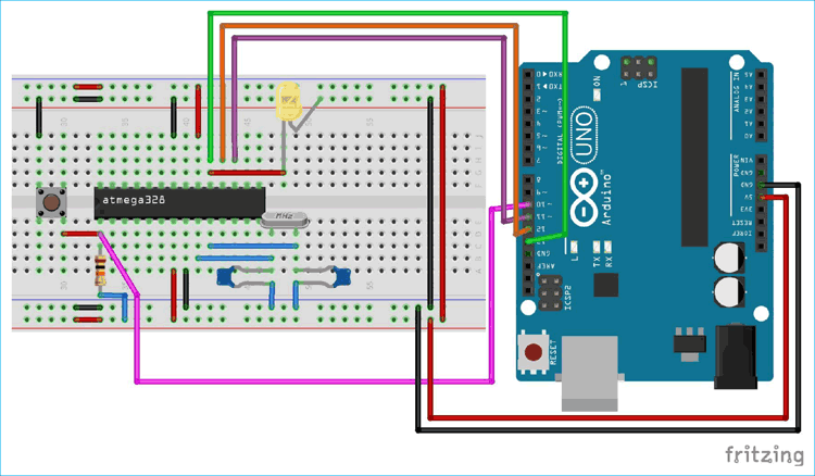 Arduino Internet of Things Part 1: Burning The Arduino Bootloader Onto A  Blank ATmega328p Chip Using The Arduino Uno — Maker Portal