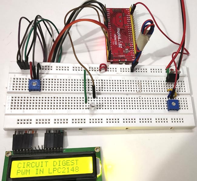 Circuit Hardware for Pulse width Modulation (PWM) using ARM7-LPC2148