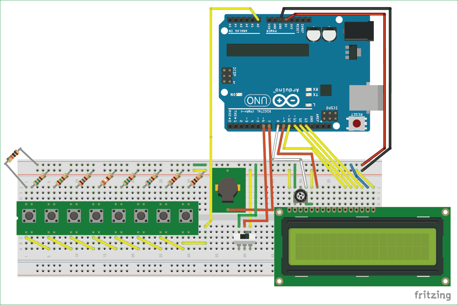Circuit diagram for Arduino based Piano