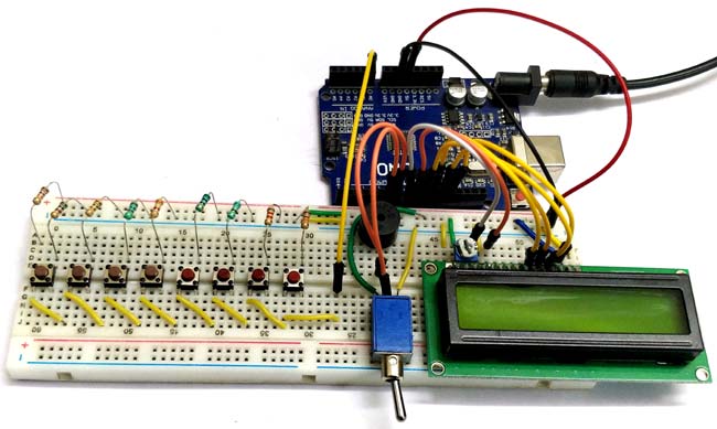Circuit hardware for Arduino based Piano with Recording and Replay