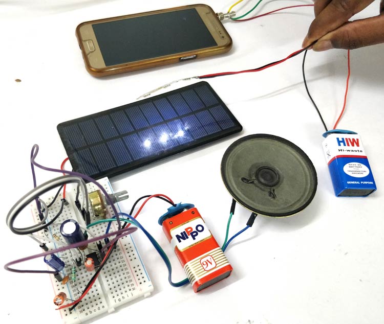 Circuit hardware for Audio transfer using LED and Li-Fi Technology